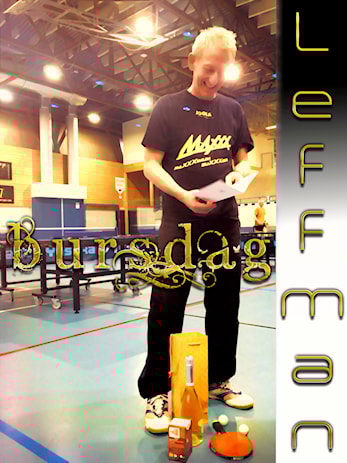 Bordtennistrener Ragnar Leffman Takker for en meget fine Bursdagsgave ifra SBTK.